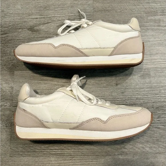 Madewell White and Tan Sneakers 7.5 Neutral Aesthetic - Picture 10 of 11